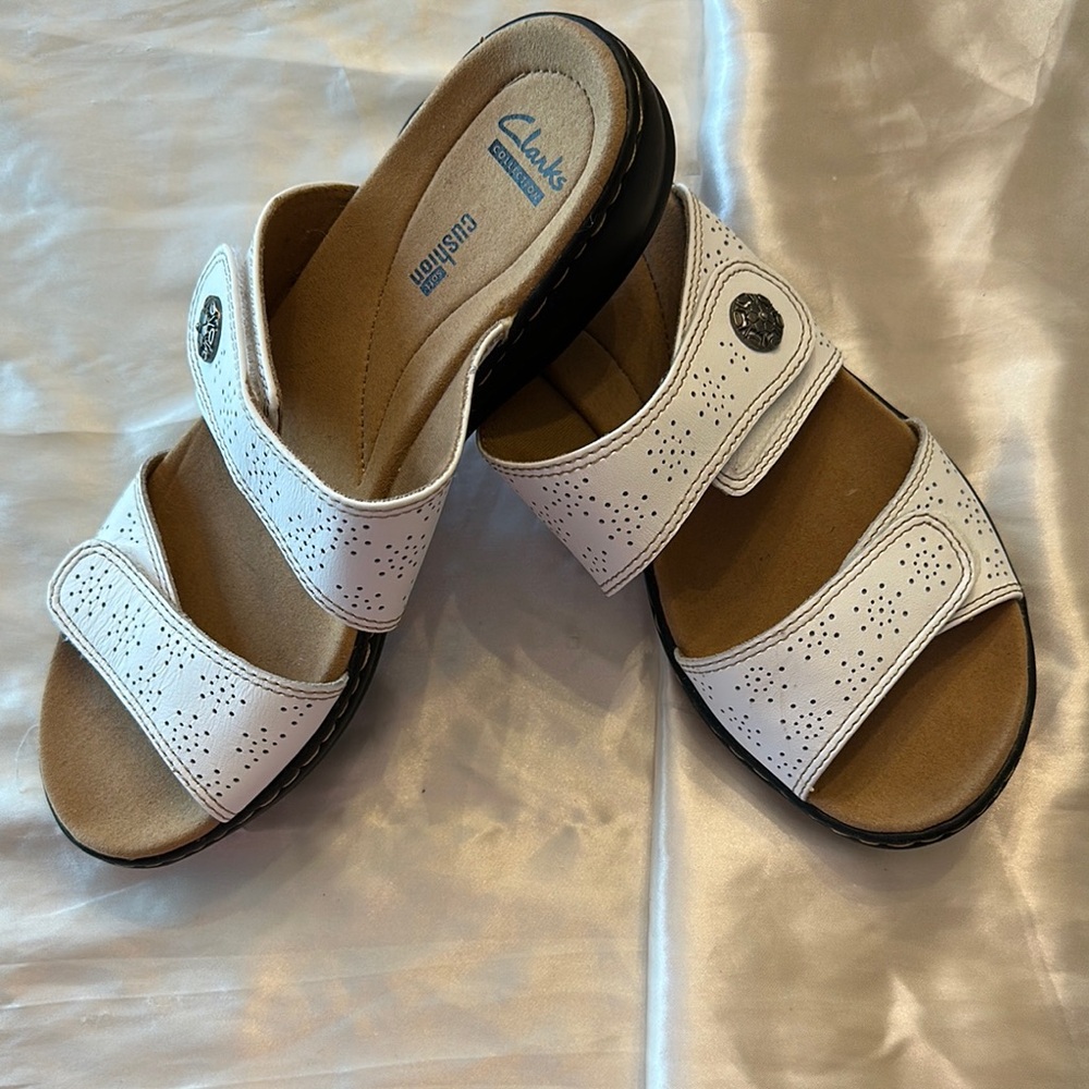 Clarks Women's Perforated White Sandals